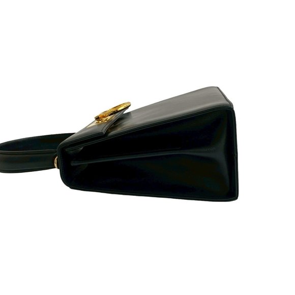 Salvatore Ferragamo Gancini hardware leather handbag tote bag in dark navy, - Picture 5 of 10